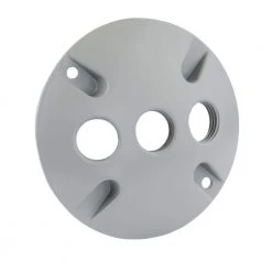 1/2 in. Gray 3-Holes 4 in. Round Weatherproof Cover by Commercial Electric
