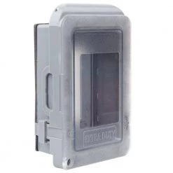 1-Gang Extra Duty Non-Metallic Low Profile While-In-Use Weatherproof Horizontal/Vertical Receptacle Cover, Gray by Commercial Electric
