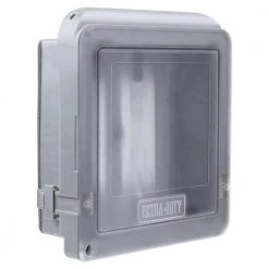 2-Gang Extra Duty Non-Metallic Low Profile While-In-Use Weatherproof Horizontal/Vertical Receptacle Cover, Gray by Commercial Electric