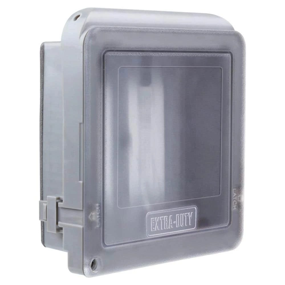 2-Gang Extra Duty Non-Metallic Low Profile While-In-Use Weatherproof Horizontal/Vertical Receptacle Cover, Gray by Commercial Electric 3 2-Gang Extra Duty Non-Metallic Low Profile While-In-Use Weatherproof Horizontal/Vertical Receptacle Cover, Gray by Commercial Electric