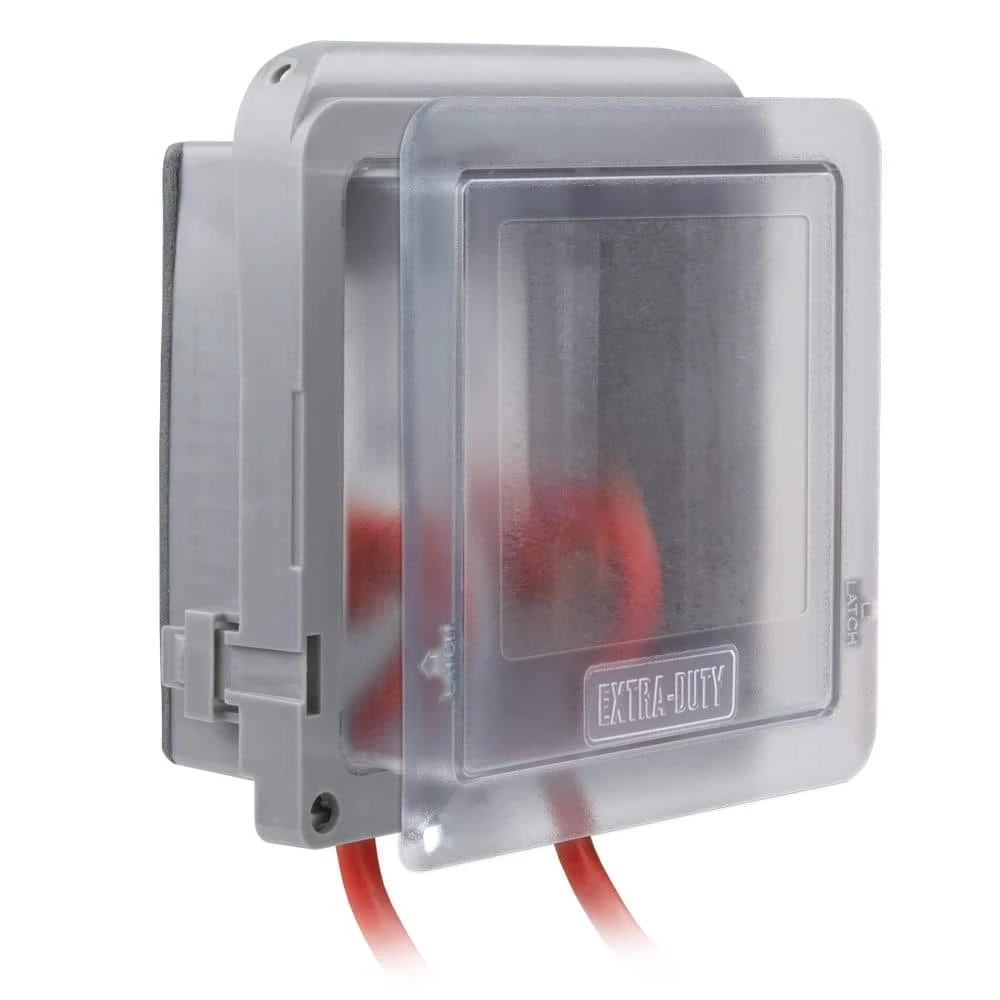 2-Gang Extra Duty Non-Metallic Low Profile While-In-Use Weatherproof Horizontal/Vertical Receptacle Cover, Gray by Commercial Electric 4 2-Gang Extra Duty Non-Metallic Low Profile While-In-Use Weatherproof Horizontal/Vertical Receptacle Cover, Gray by Commercial Electric - Image 2