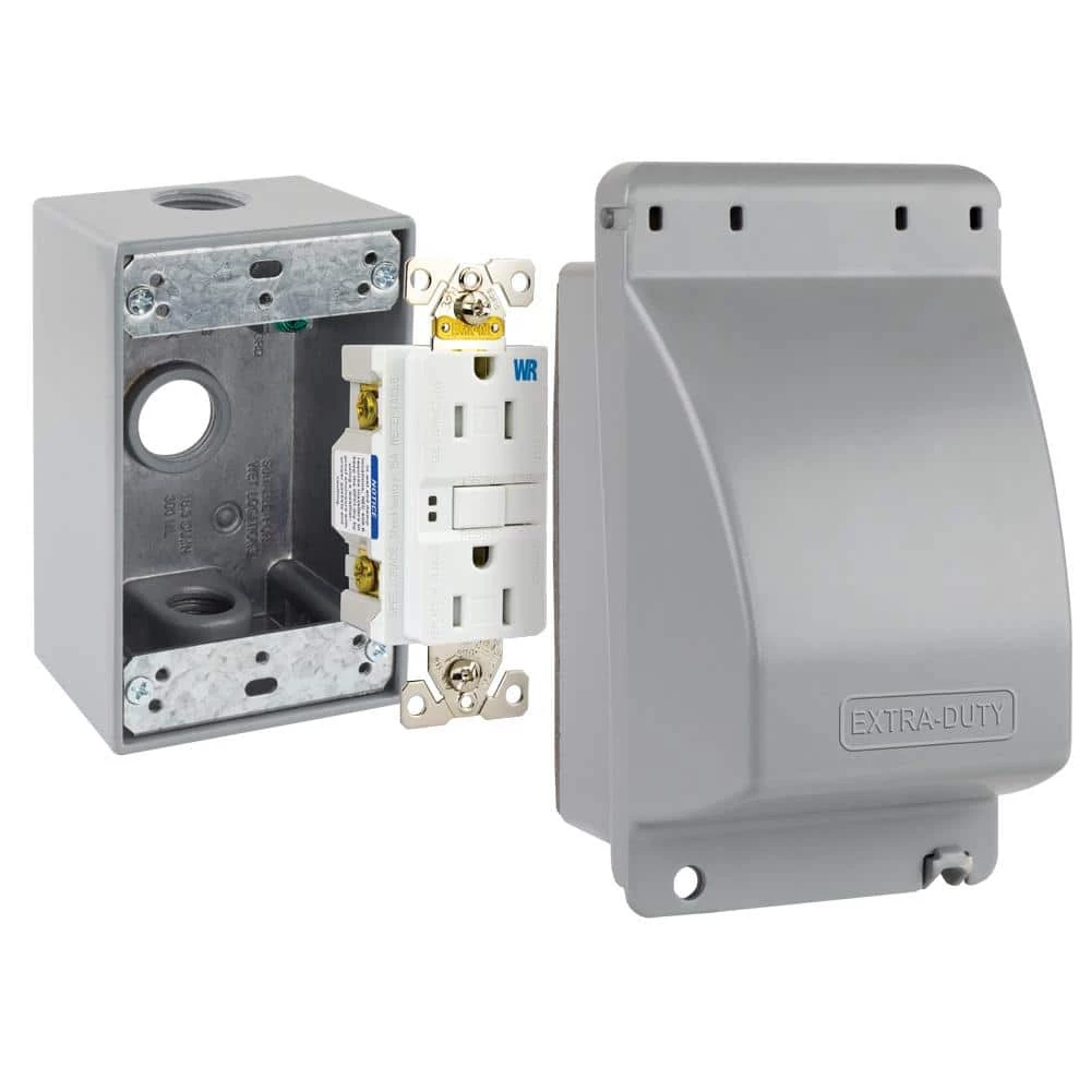 Gray 1-Gang Extra Duty While-In-Use Weatherproof Vertical Receptacle Cover Kit by Commercial Electric 4 Gray 1-Gang Extra Duty While-In-Use Weatherproof Vertical Receptacle Cover Kit by Commercial Electric - Image 2