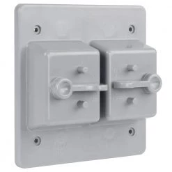 White 2-Gang Non-Metallic Weatherproof Toggle Switch Cover by Commercial Electric