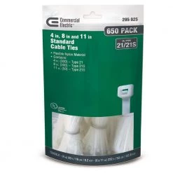 Assorted Cable Tie Canister, Natural (650-Pack) by Commercial Electric