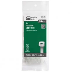 4 in. Cable Tie, Natural (40-Pack) by Commercial Electric