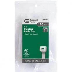 4 in. Cable Tie, Natural (100-Pack) by Commercial Electric