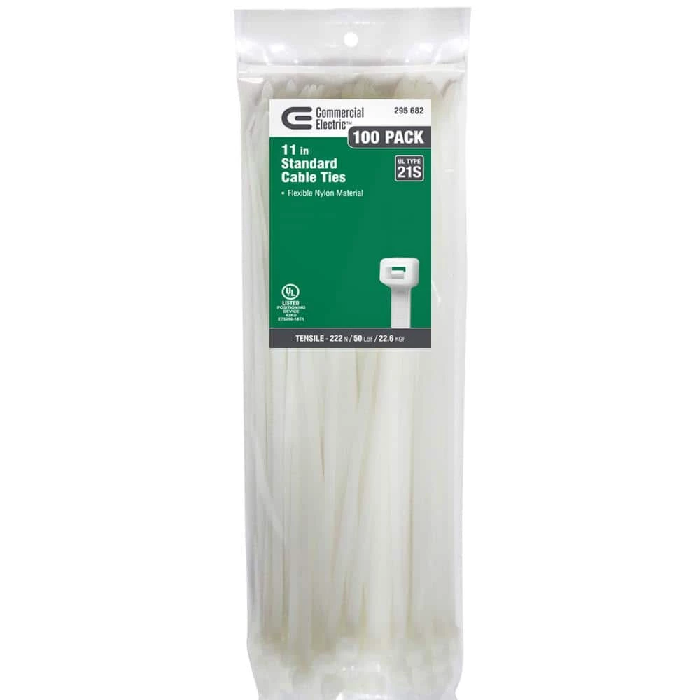 11 in. Cable Tie, Natural (100-Pack) by Commercial Electric 3 11 in. Cable Tie, Natural (100-Pack) by Commercial Electric