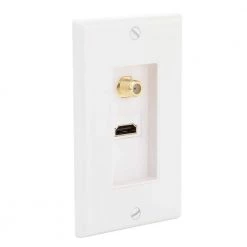 White 2-Gang 1-HDMI/1-Coaxial Wall Plate (1-Pack) by Commercial Electric