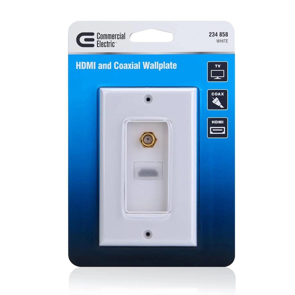 White 2-Gang 1-HDMI/1-Coaxial Wall Plate (1-Pack) by Commercial Electric 7 White 2-Gang 1-HDMI/1-Coaxial Wall Plate (1-Pack) by Commercial Electric - Image 5