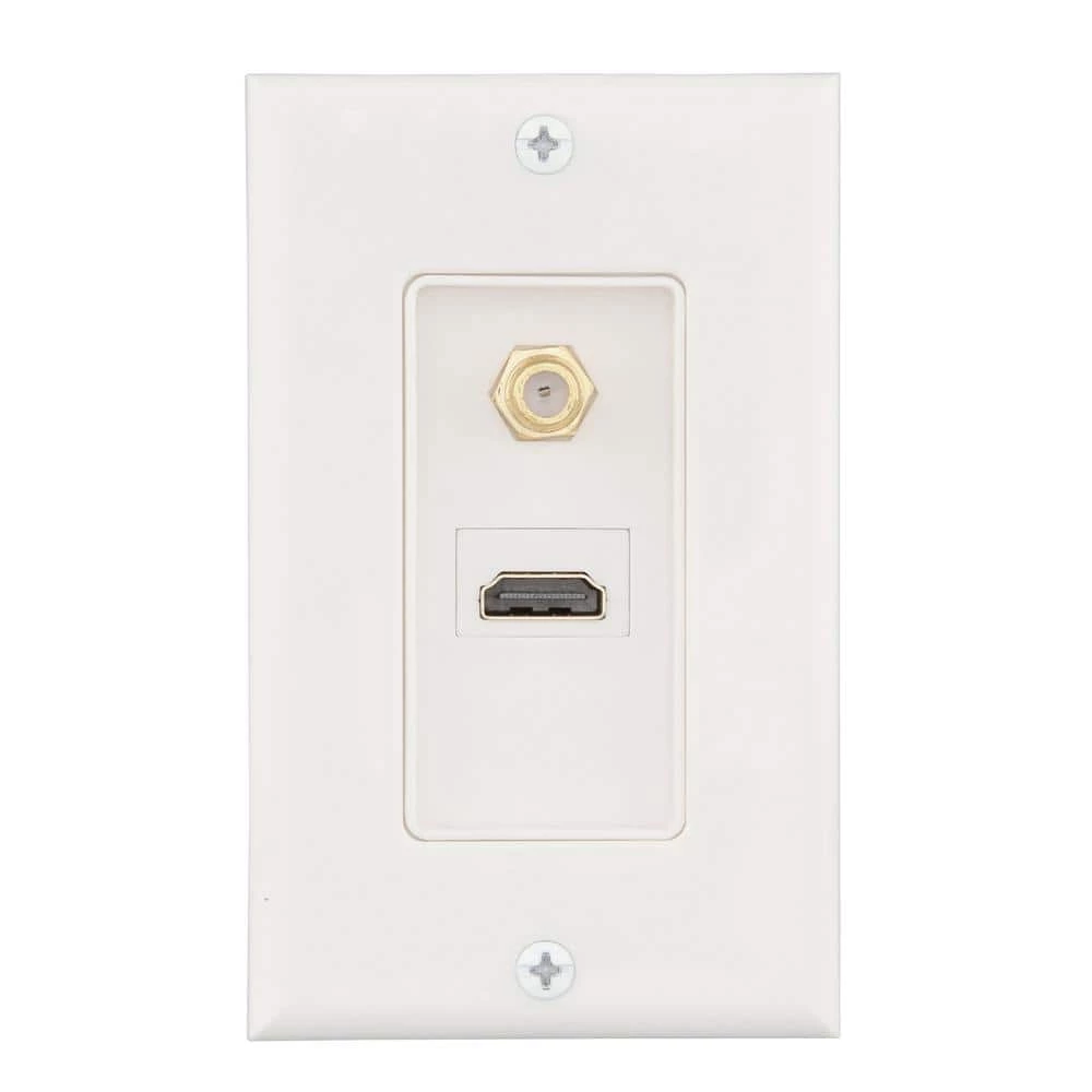 White 2-Gang 1-HDMI/1-Coaxial Wall Plate (1-Pack) by Commercial Electric 4 White 2-Gang 1-HDMI/1-Coaxial Wall Plate (1-Pack) by Commercial Electric - Image 2