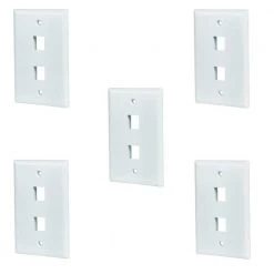 White 2-Gang 1-Decorator/Rocker/1-Duplex Wall Plate (5-Pack) by Commercial Electric