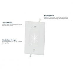 1-Gang Flexible Opening Cable Wall Plate, White by Commercial Electric -Eaton Sales white commercial electric a v wall plates 5028 wh 66 1000