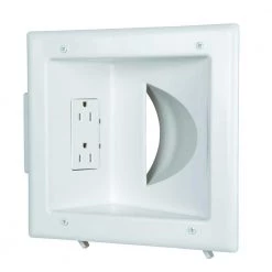 White 1-Gang 1-Decorator/Rocker/1-Duplex;Cable Pass-Through Wall Plate (1-Pack) by Commercial Electric