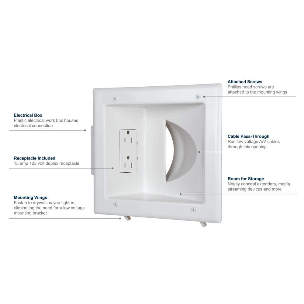 White 1-Gang 1-Decorator/Rocker/1-Duplex;Cable Pass-Through Wall Plate (1-Pack) by Commercial Electric 6 White 1-Gang 1-Decorator/Rocker/1-Duplex;Cable Pass-Through Wall Plate (1-Pack) by Commercial Electric - Image 4