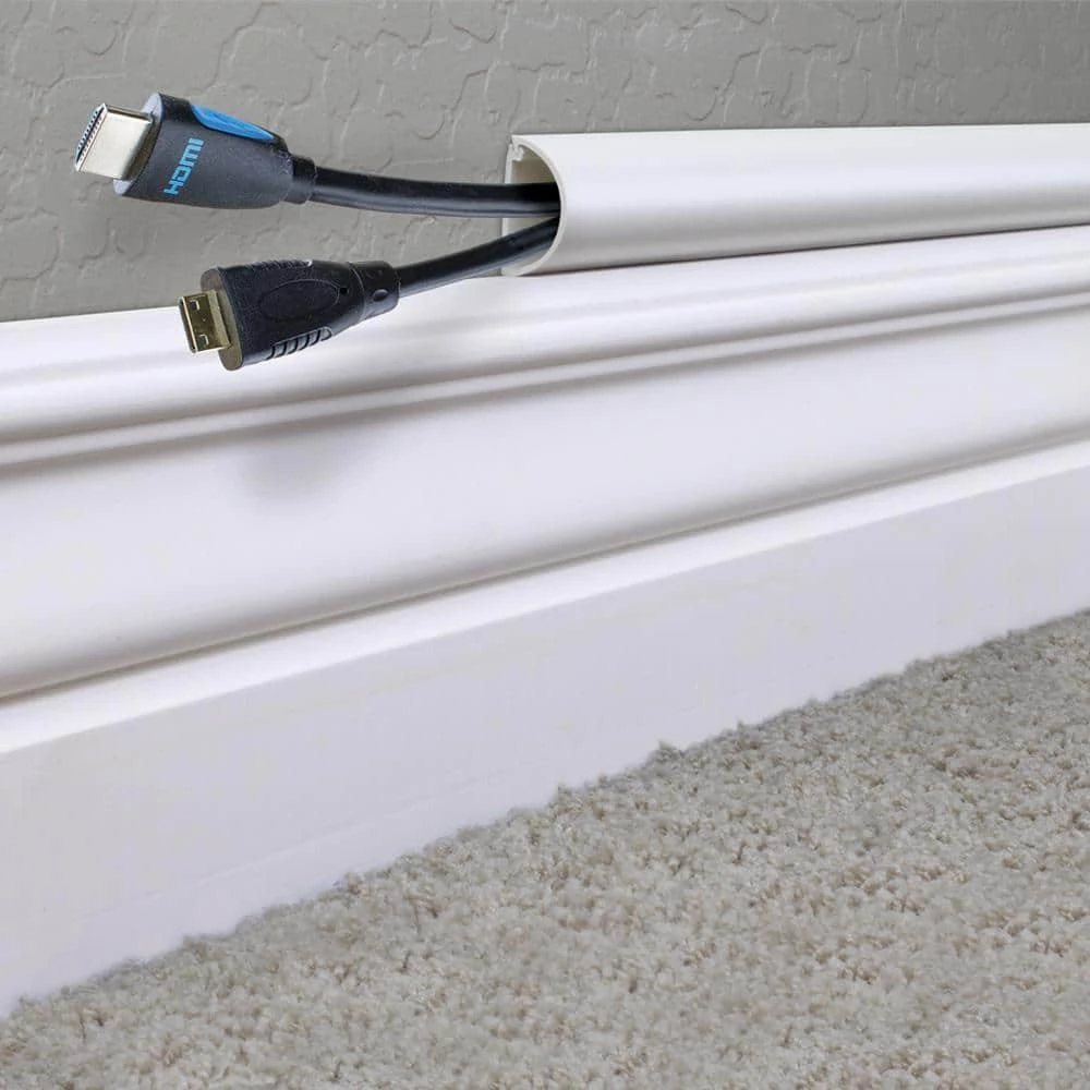 5 ft. 1/2 Round Baseboard Cord Channel, White by Commercial Electric 6 5 ft. 1/2 Round Baseboard Cord Channel, White by Commercial Electric - Image 4