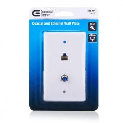 Network and Coax Wall Plate by Commercial Electric -Eaton Sales white commercial electric coaxial wall plates 217f 8c wh 1d 1000