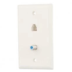 White 2-Gang 1-Phone/1-Coaxial Wall Plate (1-Pack) by Commercial Electric -Eaton Sales white commercial electric combination wall plates 217f wh 40 1000
