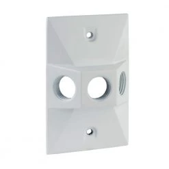 1/2 in. White 1-Gang 3-Holes Weatherproof Cover by Commercial Electric