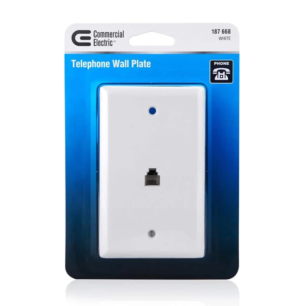 White 1-Gang Phone Jack Wall Plate (1-Pack) by Commercial Electric 7 White 1-Gang Phone Jack Wall Plate (1-Pack) by Commercial Electric - Image 5