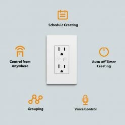15 Amp 120-Volt Smart Hubspace Tamper Resistant Duplex Outlet, White by Commercial Electric -Eaton Sales white commercial electric electrical outlets receptacles hpka315cwb 1d 1000