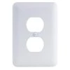White 1-Gang Duplex Outlet Metal Wall Plate (Paintable) by Commercial Electric -Eaton Sales white commercial electric outlet wall plates pmtw d 64 1000