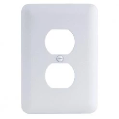 Eaton Sales 39 White 1-Gang Duplex Outlet Metal Wall Plate (Paintable) by Commercial Electric