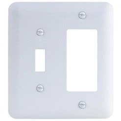 White 2-Gang (1-Toggle/1-Decorator/Rocker) Metal Wall Plate (Paintable) by Commercial Electric