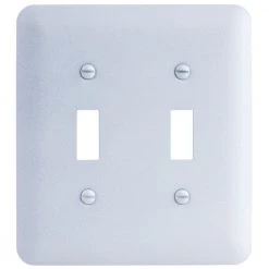 White 2-Gang Toggle Metal Wall Plate (Paintable) by Commercial Electric