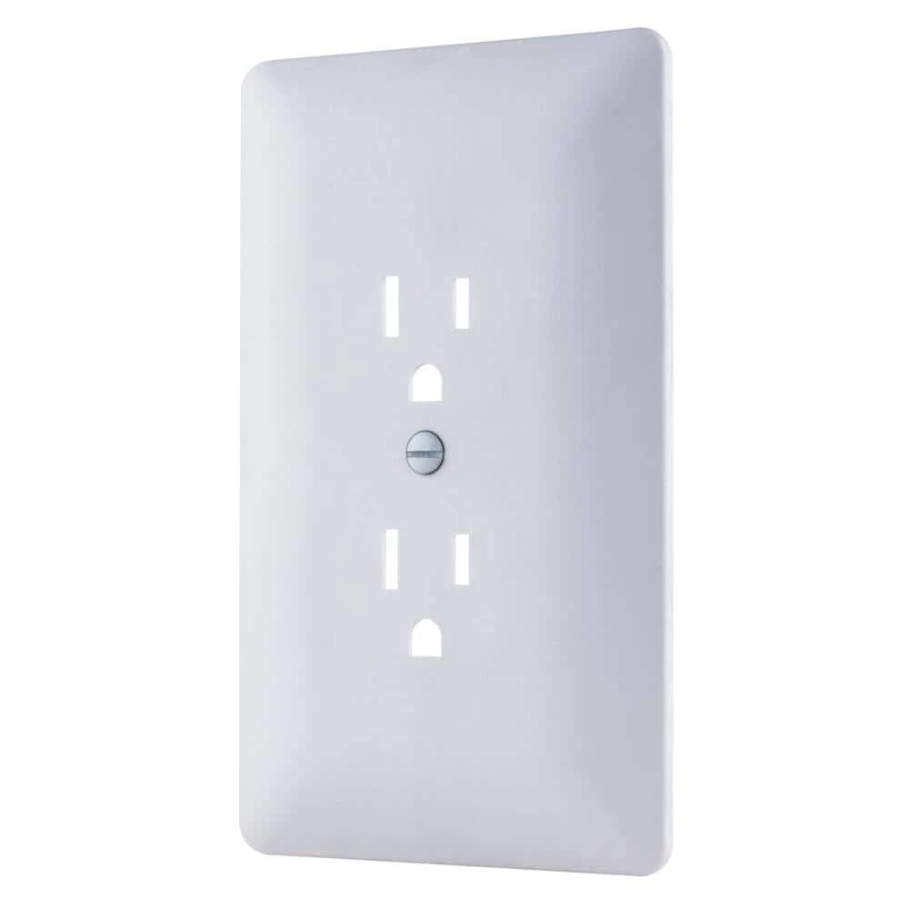 1-Gang Plastic Duplex Outlet Wall Plate Cover-Up, White (Paintable) by Commercial Electric 5 1-Gang Plastic Duplex Outlet Wall Plate Cover-Up, White (Paintable) by Commercial Electric - Image 3