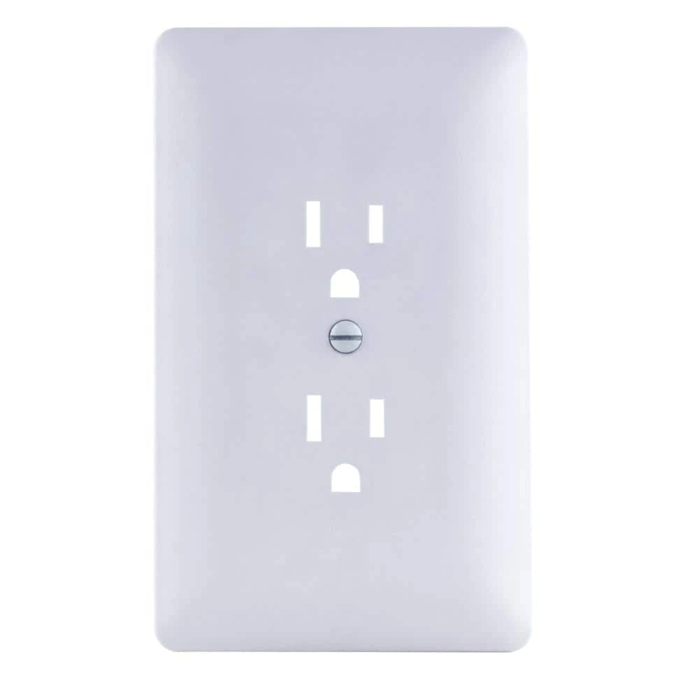 1-Gang Plastic Duplex Outlet Wall Plate Cover-Up, White (Paintable) by Commercial Electric 3 1-Gang Plastic Duplex Outlet Wall Plate Cover-Up, White (Paintable) by Commercial Electric