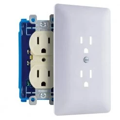 1-Gang Plastic Duplex Outlet Wall Plate Cover-Up, White (Paintable) by Commercial Electric 9 1-Gang Plastic Duplex Outlet Wall Plate Cover-Up, White (Paintable) by Commercial Electric -Eaton Sales white commercial electric outlet wall plates ppcw d a0 1000