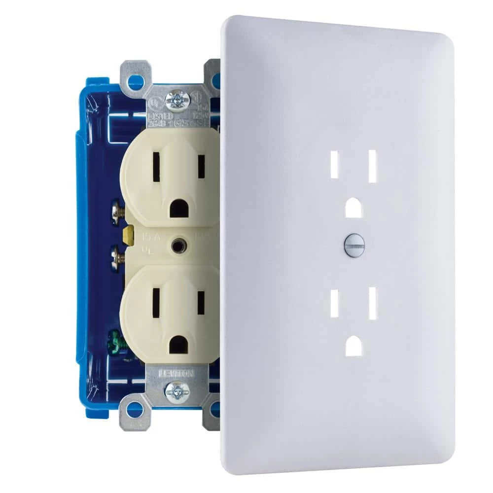 1-Gang Plastic Duplex Outlet Wall Plate Cover-Up, White (Paintable) by Commercial Electric 6 1-Gang Plastic Duplex Outlet Wall Plate Cover-Up, White (Paintable) by Commercial Electric - Image 4
