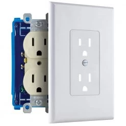 White 1-Gang Duplex Outlet Cover-Up Plastic Wall Plate by Commercial Electric -Eaton Sales white commercial electric rocker light switch plates ppcw r 4f 1000