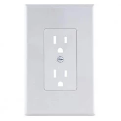 White 1-Gang Duplex Outlet Cover-Up Plastic Wall Plate by Commercial Electric
