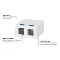 2-Port Category 5e and Category 6 Surface Mounting Box (5-Pack) by Commercial Electric -Eaton Sales white commercial electric structured media accessories 5322 wh 5pk 4f 1000