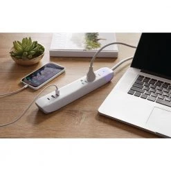 4 ft. Multiple Outlet and Wall Mounted Surge Protector Set (3-Pack) by Commercial Electric -Eaton Sales white matt gray diamond patten commercial electric surge protectors 7a 11 7a 1 7a 1 31 1000